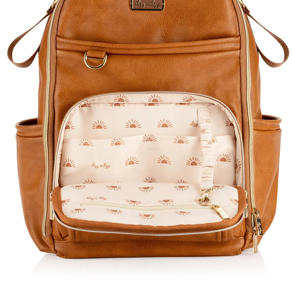 Cognac Boss Plus Backpack Diaper Bag | Itzy Ritzy