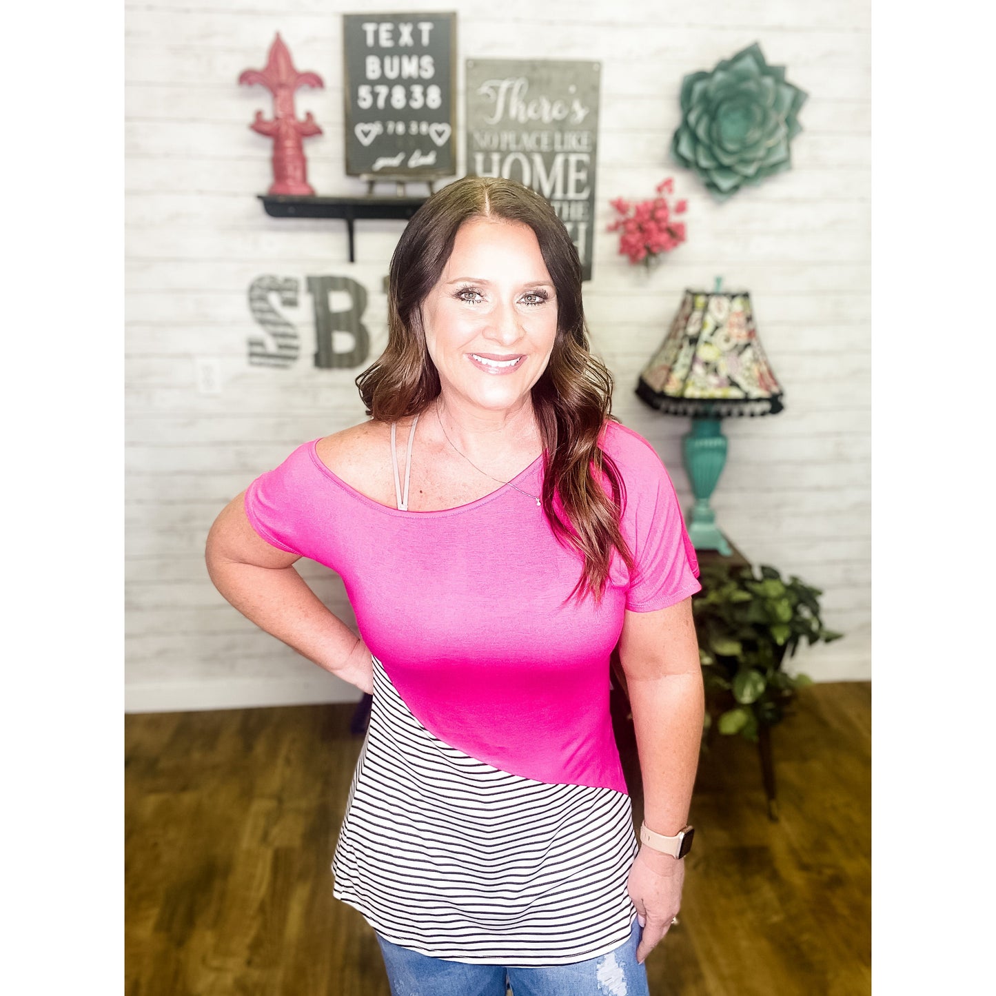 Pink Off the Shoulder Top