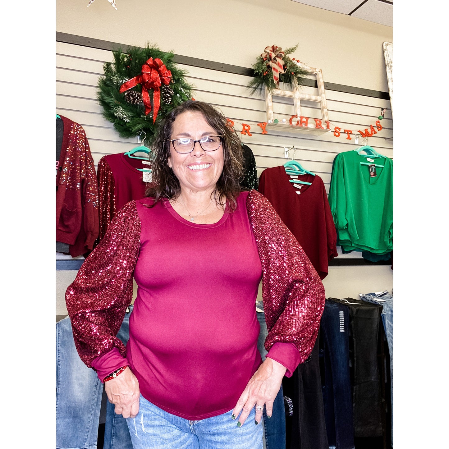 Holiday Blouse | Sequin Blouse