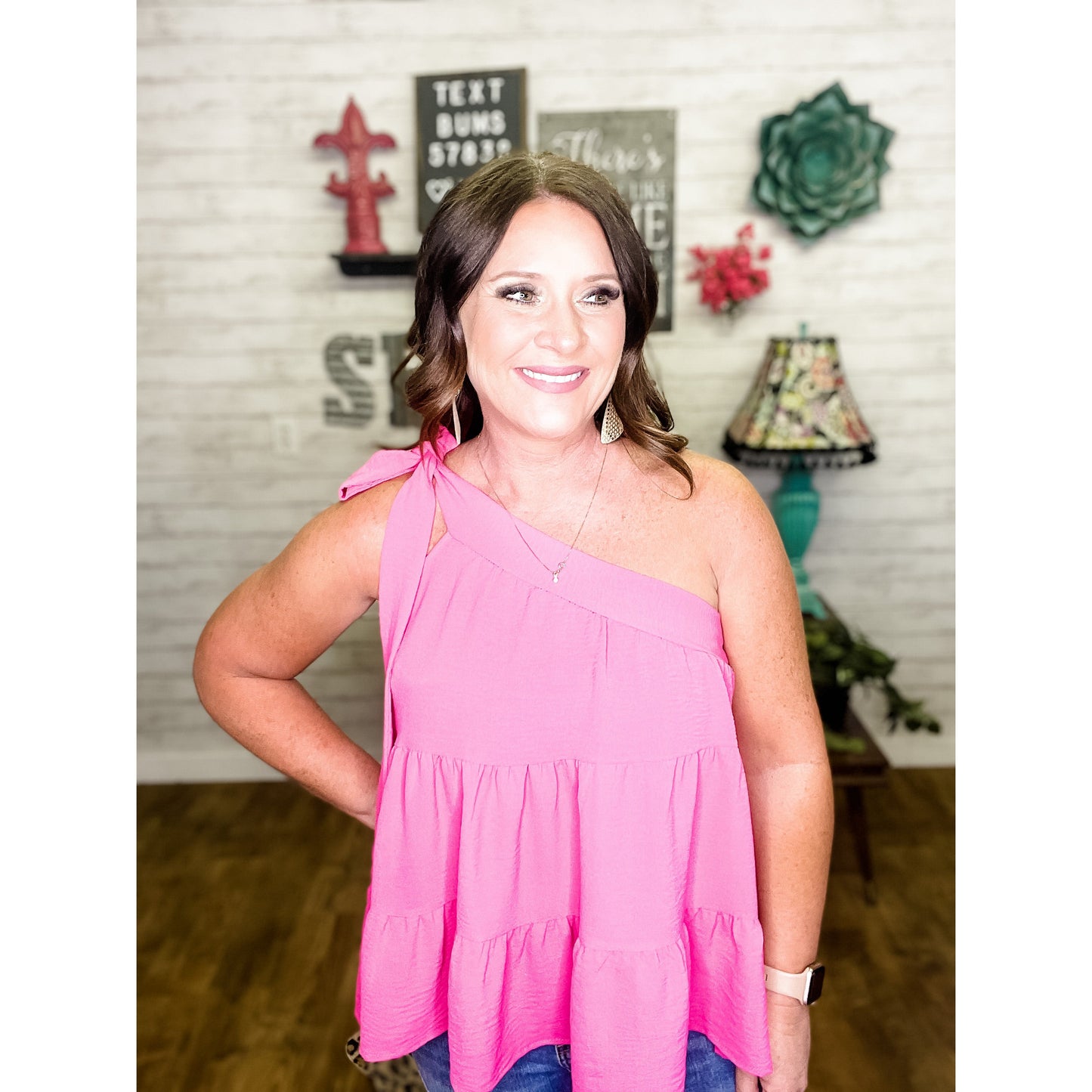 Hot Pink One Shoulder Tank