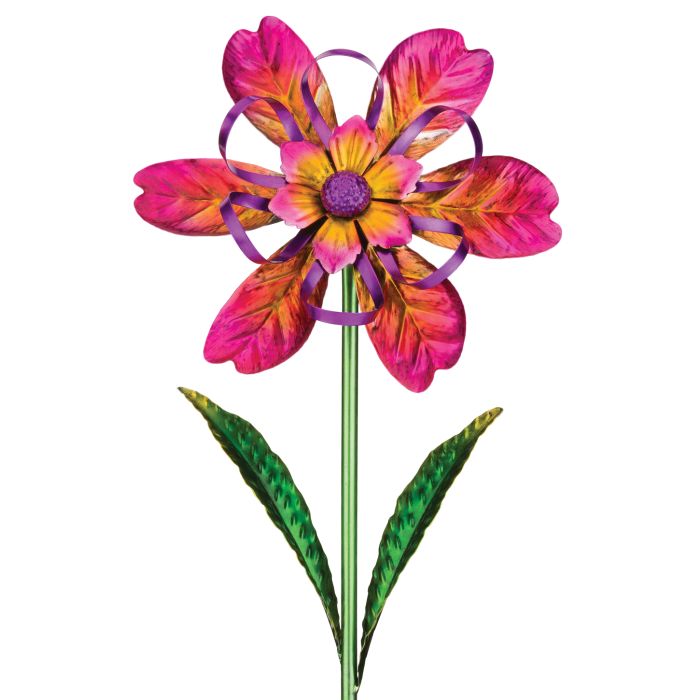 Ribbon Flower Spinner Stake - Pink