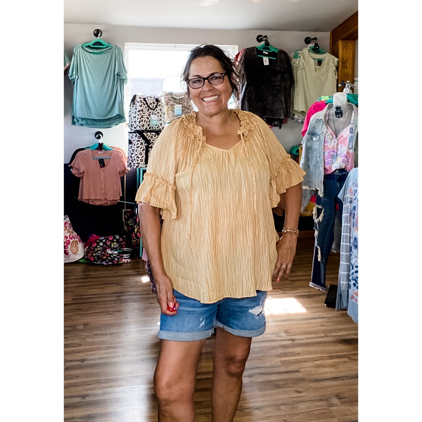 Mustard Blouse | Ruffle Blouse