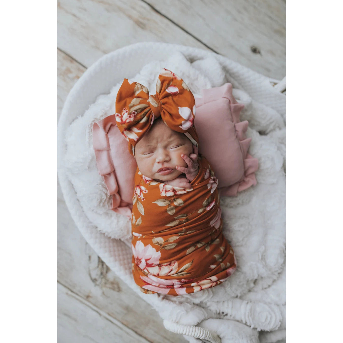 Tangerine Floral Swaddle Blanket Set