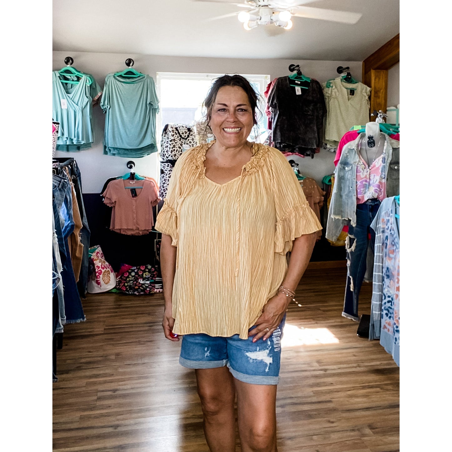 Mustard Blouse | Ruffle Blouse